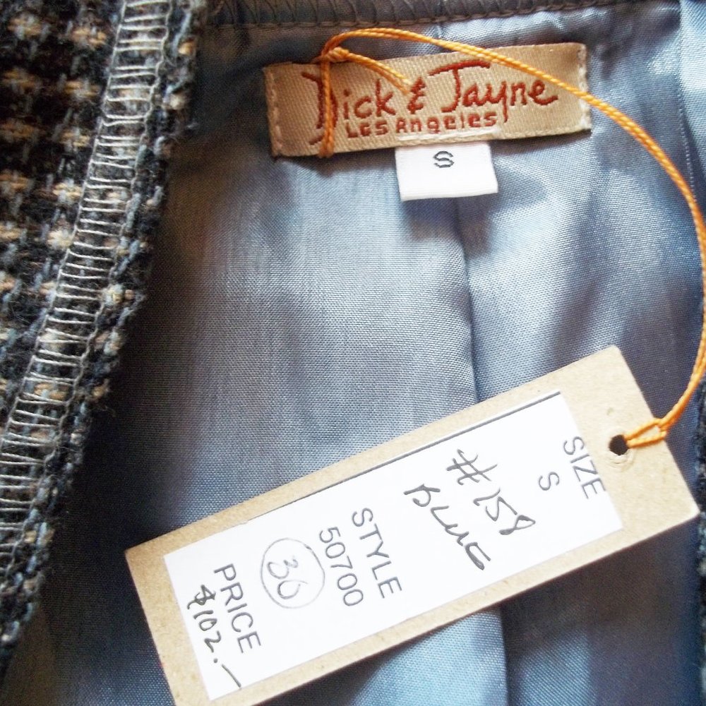 Y2K Dick & Jayne Boho Deconstructed Chunky Button Check Blazer Jacket S NWT - Picture 6 of 7
